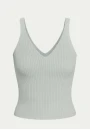 Regata de Tricot Canelada Feminina com Decote V - Verde água