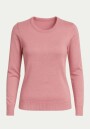 Suéter Feminino Decote Redondo Manga Longa em Tricot Fino - Rosa