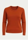 Suéter Feminino Decote Redondo Manga Longa em Tricot Fino - Telha Suéter Feminino Decote Redondo Manga Longa em Tricot Fino - Telha