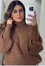 Suéter Gola Alta Oversized em Tricot - Marrom Suéter Gola Alta Oversized em Tricot - Marrom