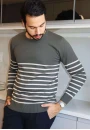 Suéter Masculino Listrado em Tricot - Verde musgo