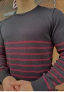 Suéter Masculino Listrado em Tricot - Preto