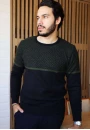 Suéter Masculino Tricot Bicolor com Detalhe Texturizado - Verde militar
