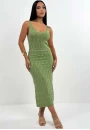 Vestido Midi em Tricot Trabalhado com Fenda Lateral - Verde água Vestido Midi em Tricot Trabalhado com Fenda Lateral - Verde água