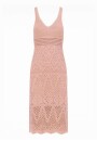 Vestido em Tricot Feminino com Alças e Detalhes Vazado - Rosa bebê